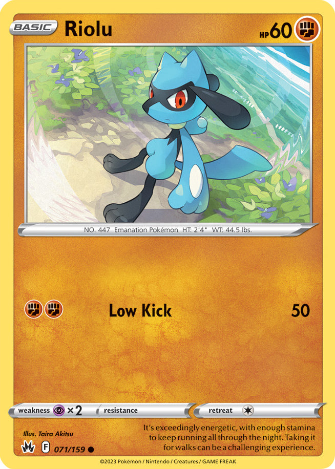 Riolu Base Card #071/159 2023 Crown Zenith Pokemon Card