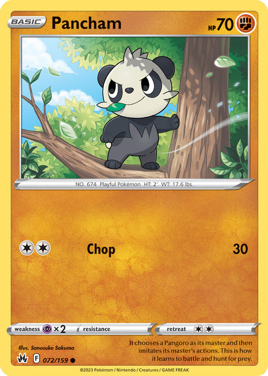 Pancham Base Card #072/159 2023 Crown Zenith Pokemon Card