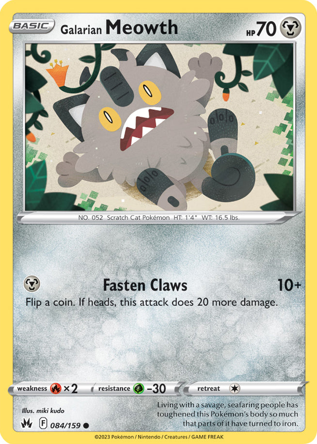 Galarian Meowth Base Card #084/159 2023 Crown Zenith Pokemon Card