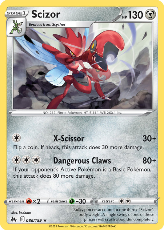 Scizor Rare Base Card #086/159 2023 Crown Zenith Pokemon Card