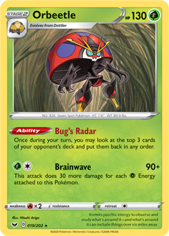 Orbeetle #019/202 Base Card Pokémon Card Sword & Shield