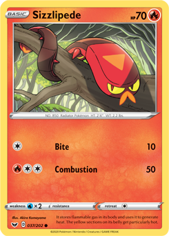 Sizzlipede #037/202 Base Card Pokémon Card Sword & Shield