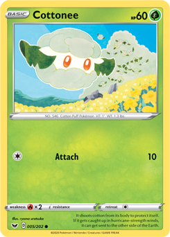 Cottonee #005/202 Base Card Pokémon Card Sword & Shield