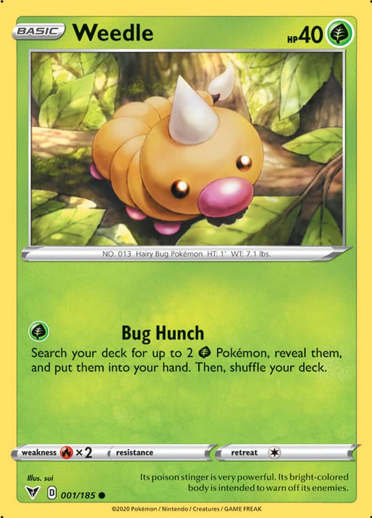 Weedle Base card #001/185 Pokémon Card Vivid Voltage