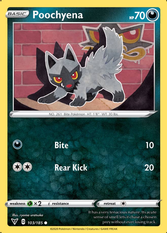 Poochyena Base card #103/185 Pokémon Card Vivid Voltage