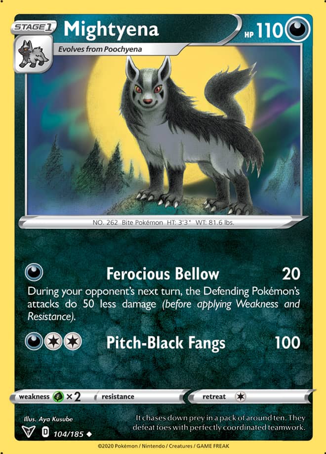 Mightyena Base card #104/185 Pokémon Card Vivid Voltage