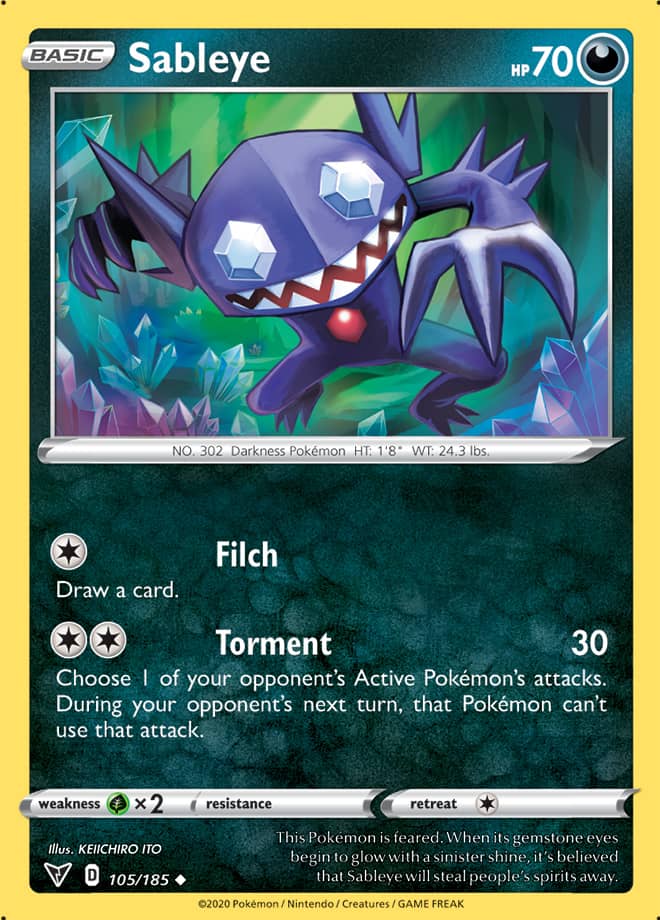 Sableye Base card #105/185 Pokémon Card Vivid Voltage
