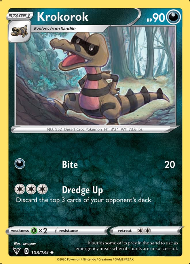 Krokorok Base card #108/185 Pokémon Card Vivid Voltage