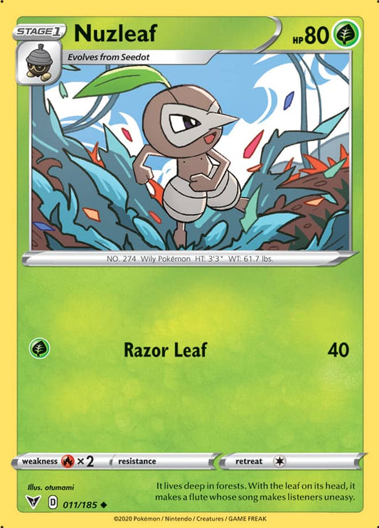 Nuzleaf Base card #011/185 Pokémon Card Vivid Voltage