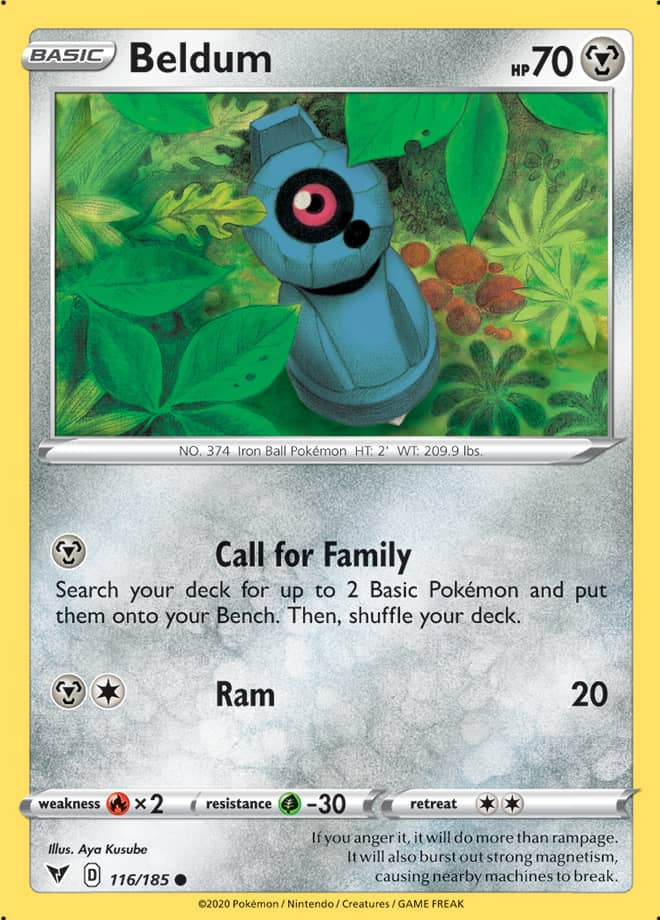 Beldum Base card #116/185 Pokémon Card Vivid Voltage