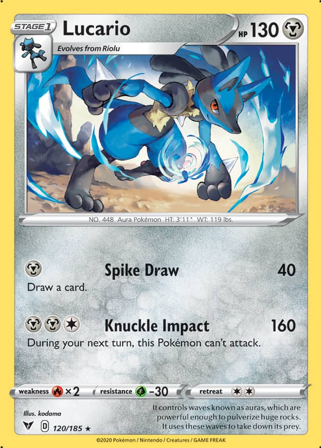 Lucario #120/185 Rare Pokemon Card Sword & Shield: Vivid Voltage