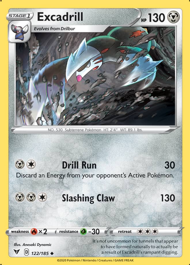 Excadrill Base card #122/185 Pokémon Card Vivid Voltage