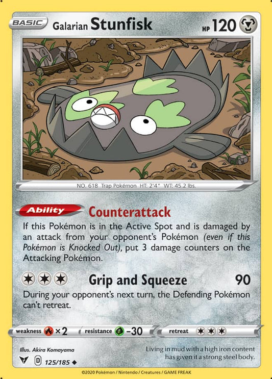 Galarian Stunfisk Base card #125/185 Pokémon Card Vivid Voltage