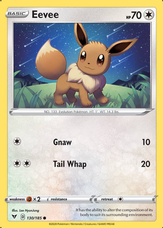 Eevee Base card #130/185 Pokémon Card Vivid Voltage
