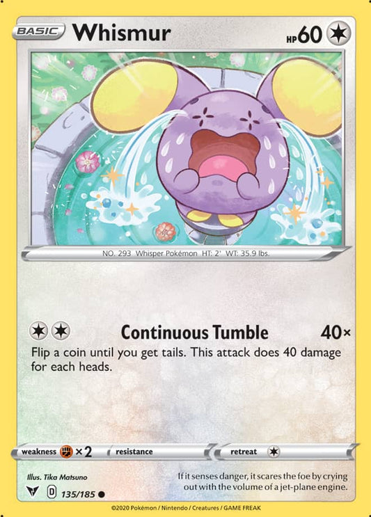 Whismur Base card #135/185 Pokémon Card Vivid Voltage