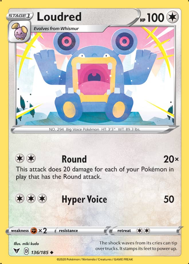Loudred Base card #136/185 Pokémon Card Vivid Voltage