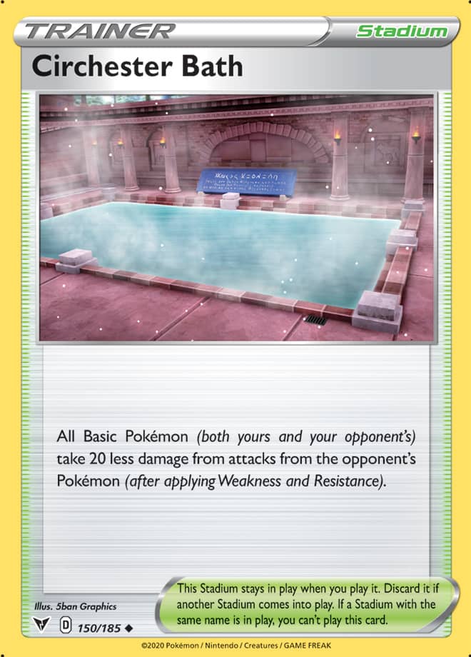 Circhester Bath Trainer Base card #150/185 Pokémon Card Vivid Voltage