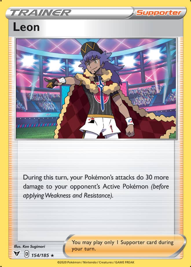 Leon Trainer Base card #154/185 Pokémon Card Vivid Voltage