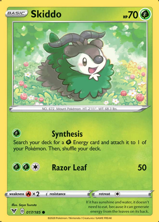 Skiddo Base card #017/185 Pokémon Card Vivid Voltage