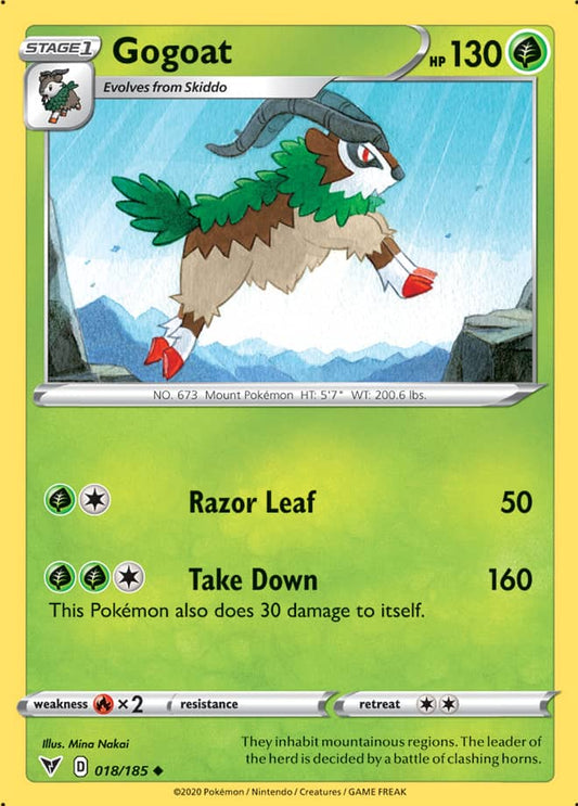 Gogoat Base card #018/185 Pokémon Card Vivid Voltage