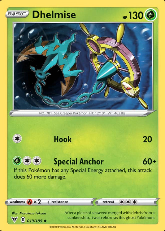 Dhelmise Base card #019/185 Pokémon Card Vivid Voltage