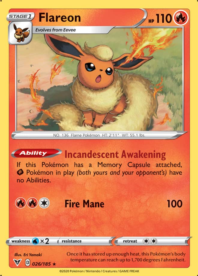 Flareon Base card #026/185 Pokémon Card Vivid Voltage