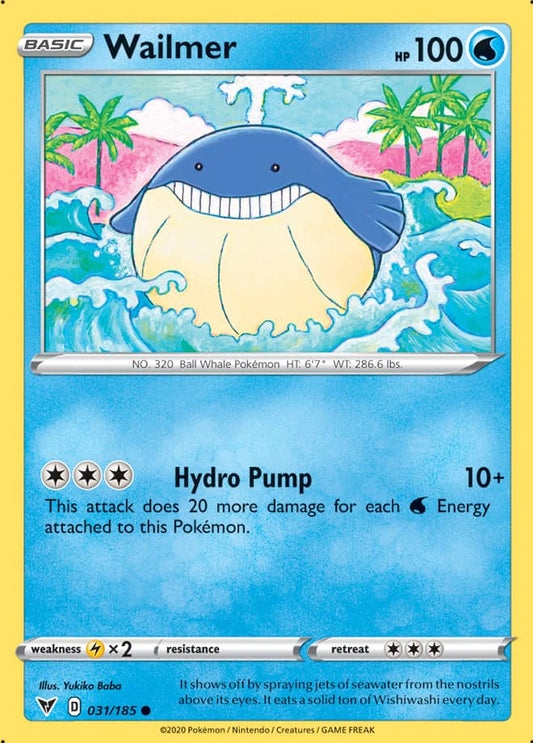 Wailmer Base card #031/185 Pokémon Card Vivid Voltage