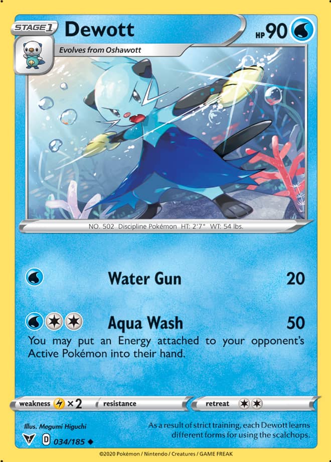 Dewott Base card #034/185 Pokémon Card Vivid Voltage