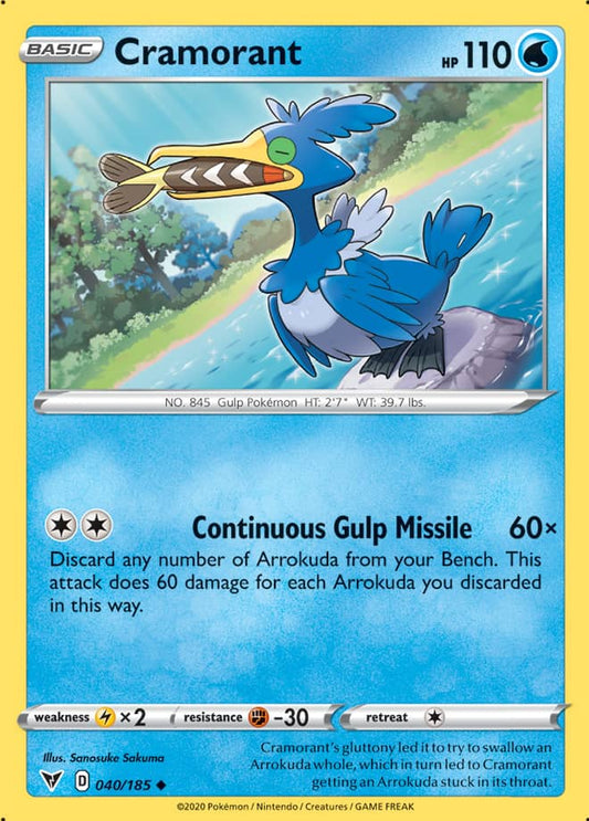 Cramorant Base card #040/185 Pokémon Card Vivid Voltage