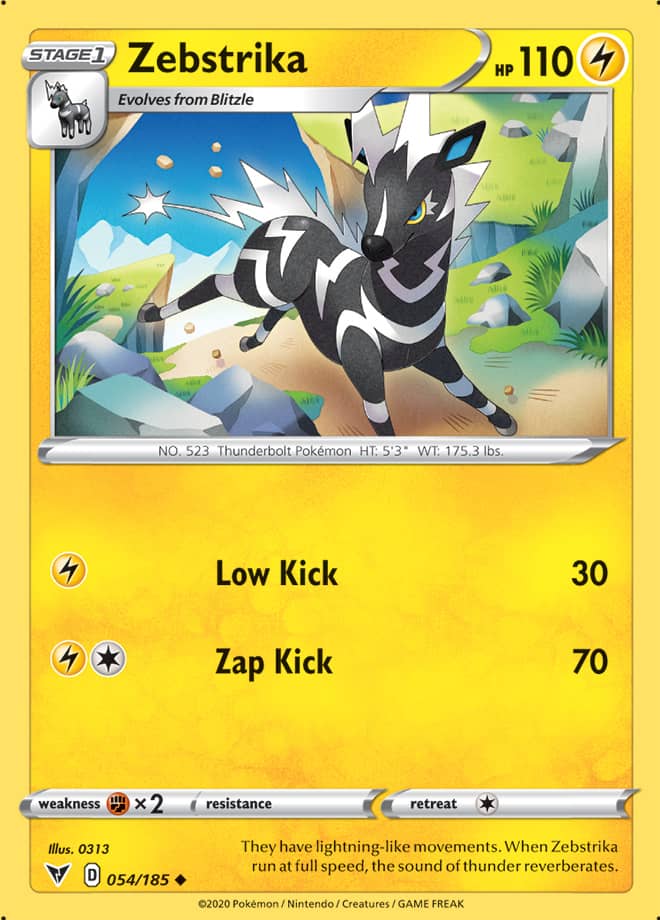 Zebstrika Base card #054/185 Pokémon Card Vivid Voltage