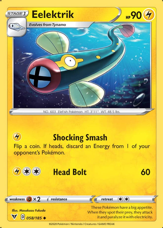 Eelektrik Base card #058/185 Pokémon Card Vivid Voltage