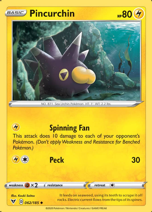Pinchurchin Base card #062/185 Pokémon Card Vivid Voltage