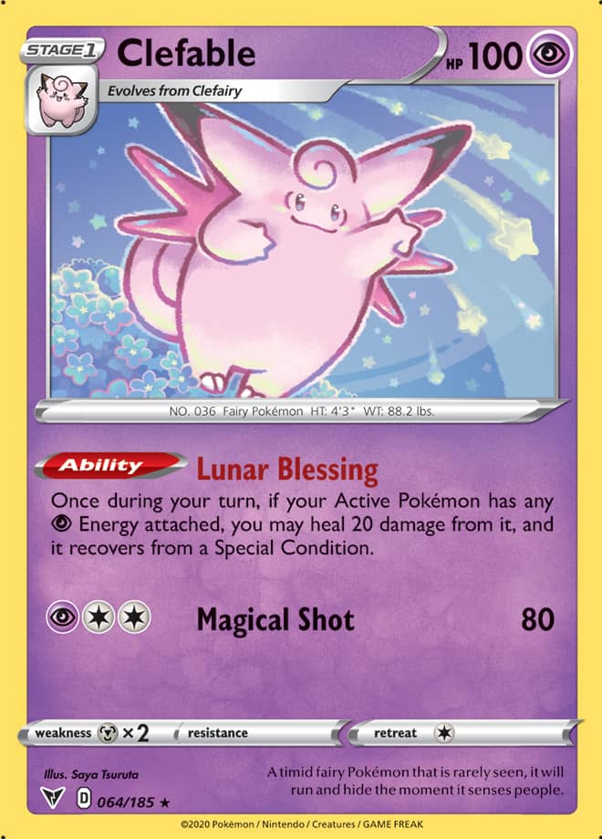 Clefable Rare Base card #064/185 Pokémon Card Vivid Voltage