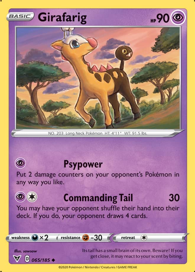 Girafarig Base card #065/185 Pokémon Card Vivid Voltage