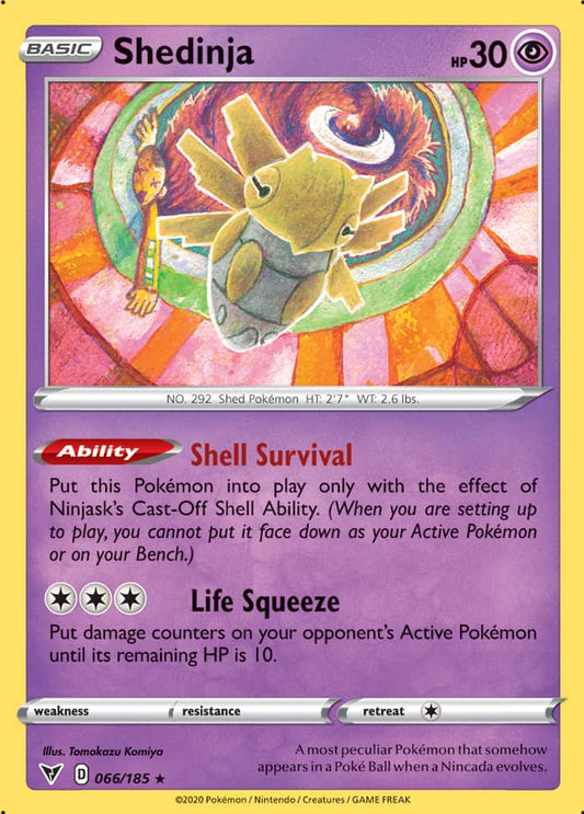 Shedinja Rare Base card #066/185 Pokémon Card Vivid Voltage