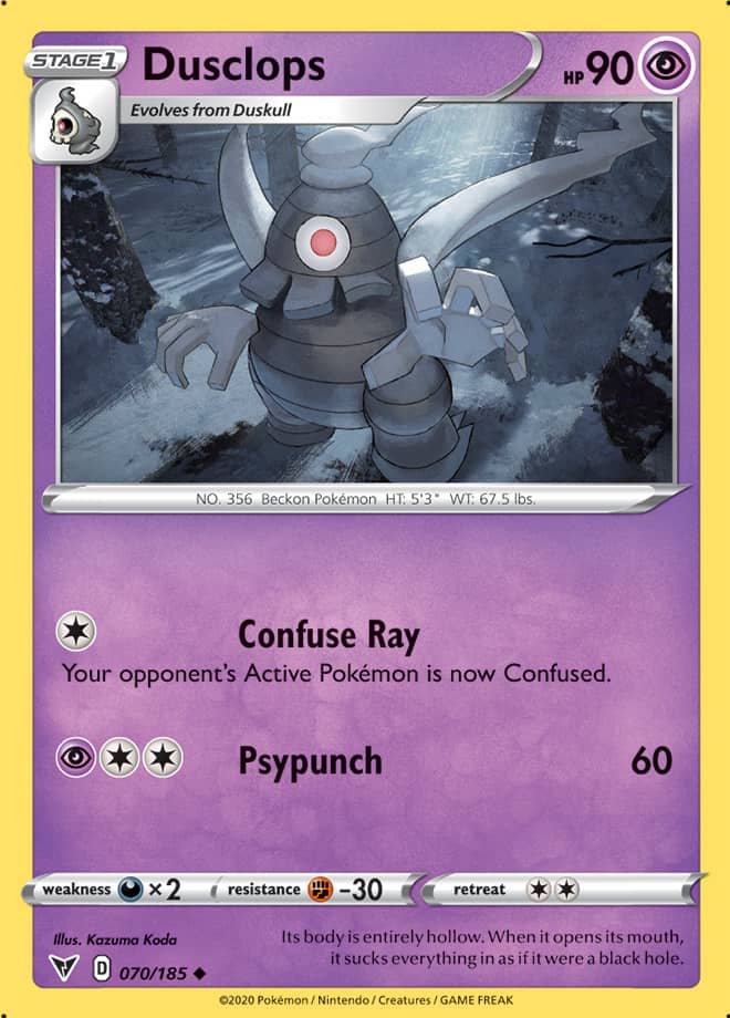 Dusclops Base card #070/185 Pokémon Card Vivid Voltage