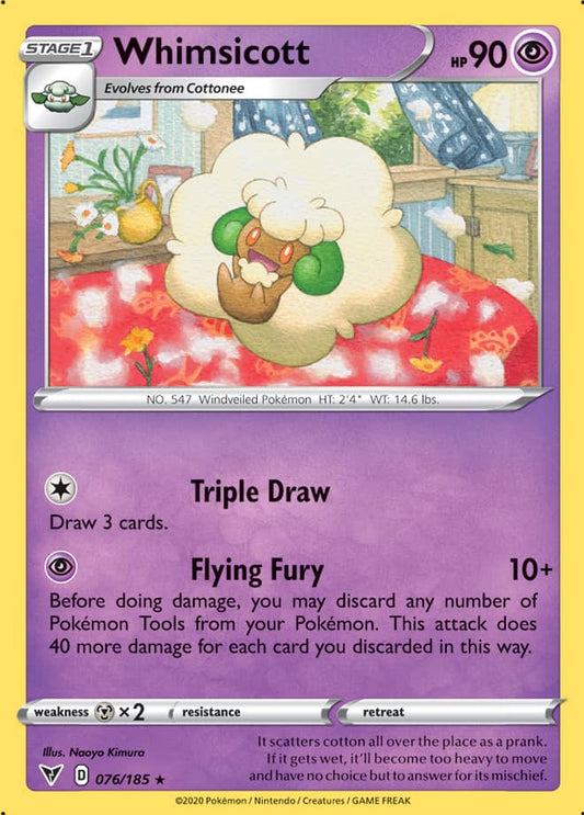 Whimsicott Rare Base card #076/185 Pokémon Card Vivid Voltage