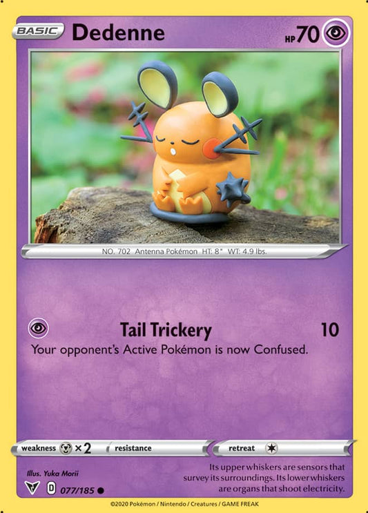 Dedenne Base card #077/185 Pokémon Card Vivid Voltage