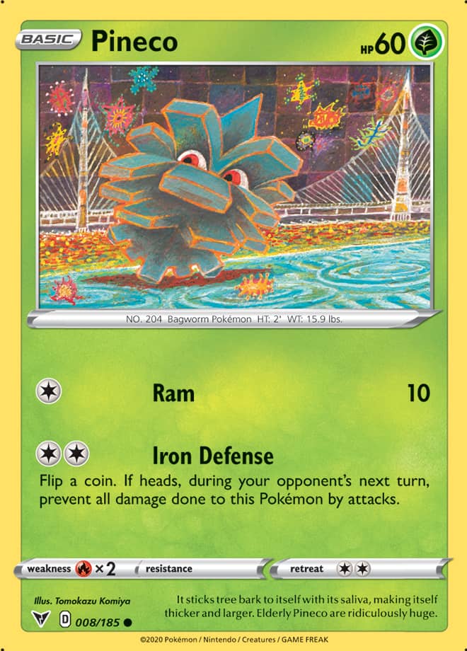 Pineco Base card #008/185 Pokémon Card Vivid Voltage