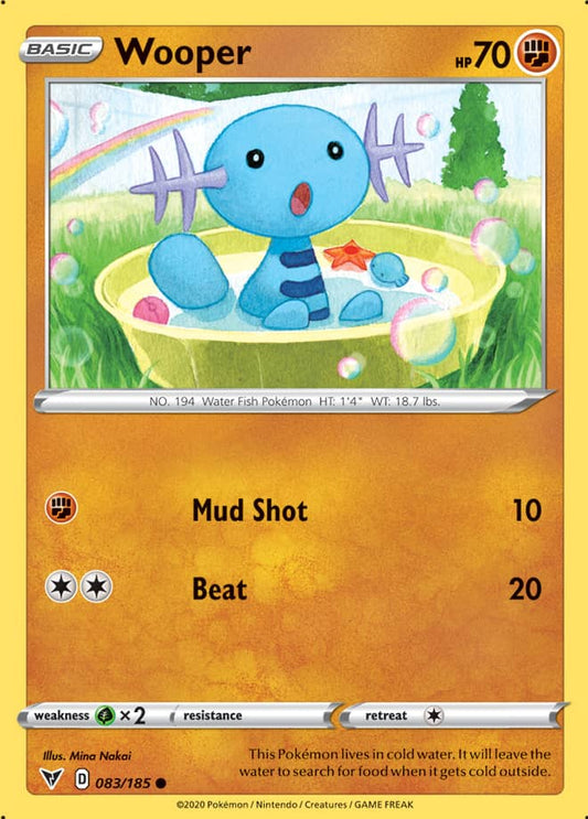 Wooper Base card #083/185 Pokémon Card Vivid Voltage