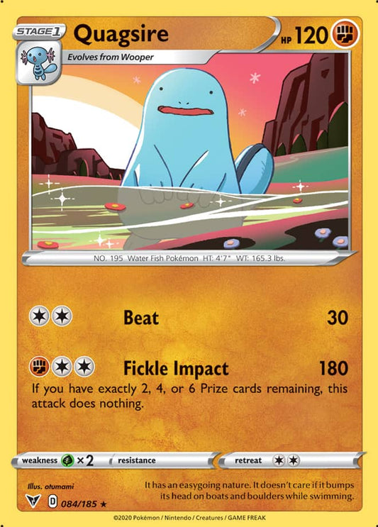 Quagsire Rare Base card #084/185 Pokémon Card Vivid Voltage
