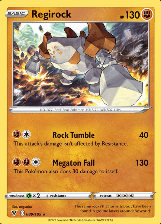 Regirock Rare Base card #089/185 Pokémon Card Vivid Voltage