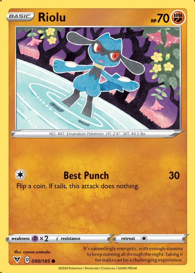 Riolu Base card #090/185 Pokémon Card Vivid Voltage
