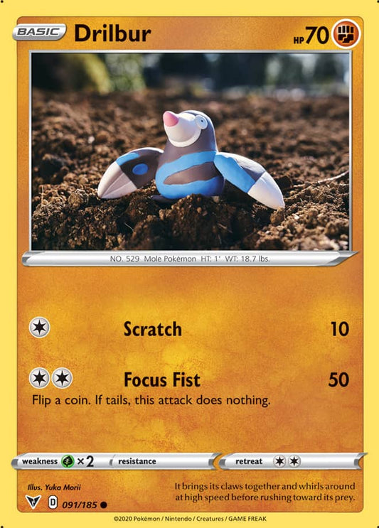 Drilbur Base card #091/185 Pokémon Card Vivid Voltage