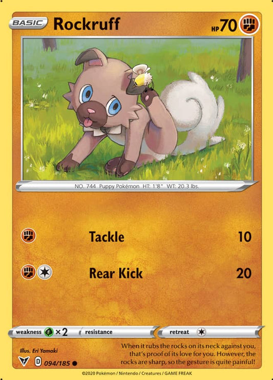 Rockruff Base card #094/185 Pokémon Card Vivid Voltage