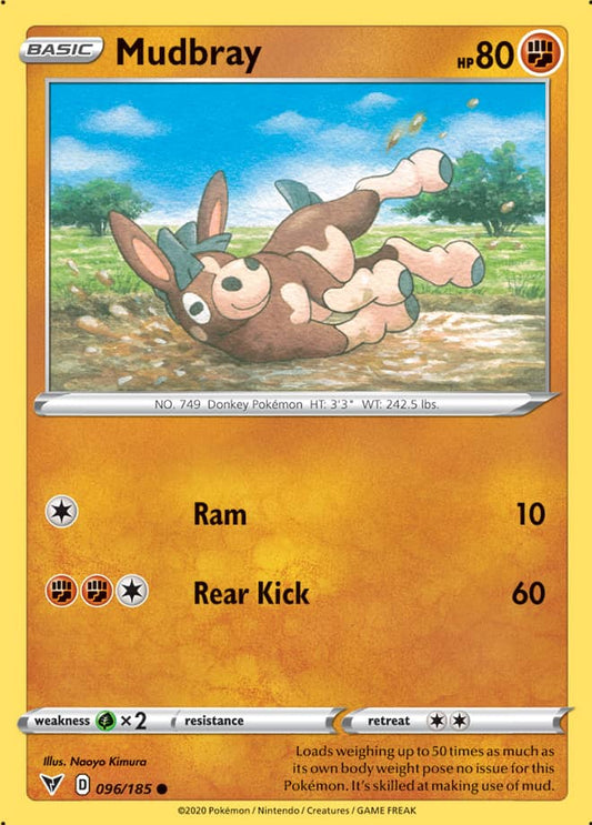 Mudbray Base card #096/185 Pokémon Card Vivid Voltage