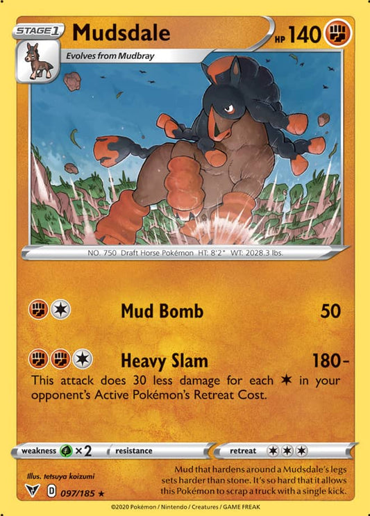 Mudsdale Rare Base card #097/185 Pokémon Card Vivid Voltage
