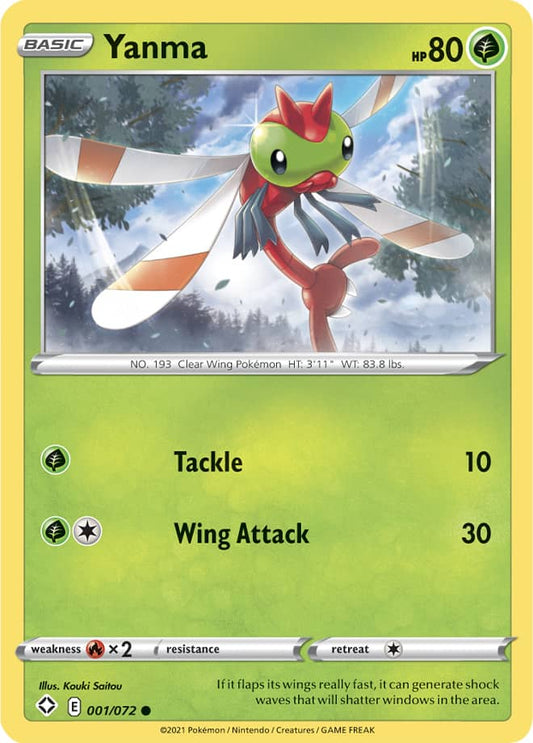 Yanma Base card #001/072 Pokémon Card Shining Fates