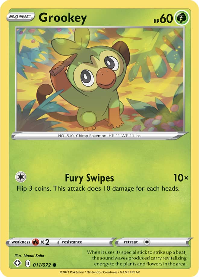 Grookey Base card #011/072 Pokémon Card Shining Fates