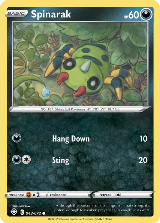 Spinarak Base card #043/072 Pokémon Card Shining Fates